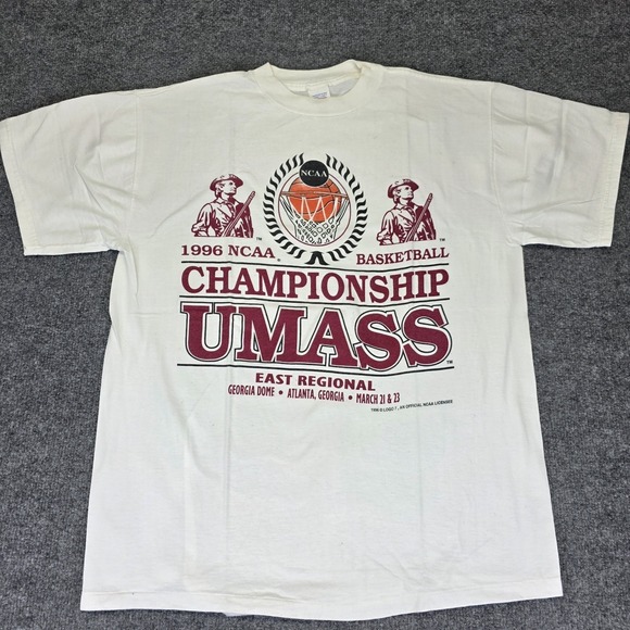LOGO 7 Other - Vintage 90s U Mass Minutemen NCAA Championship Basketball Logo 7 T Shirt LG
